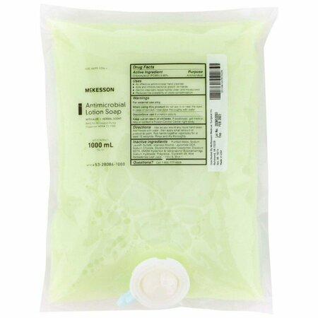 MCKESSON Antimicrobial Lotion Soap, Herbal Scent, Aloe, 1,000 mL Refill Bag, 10PK 53-28086-1000
